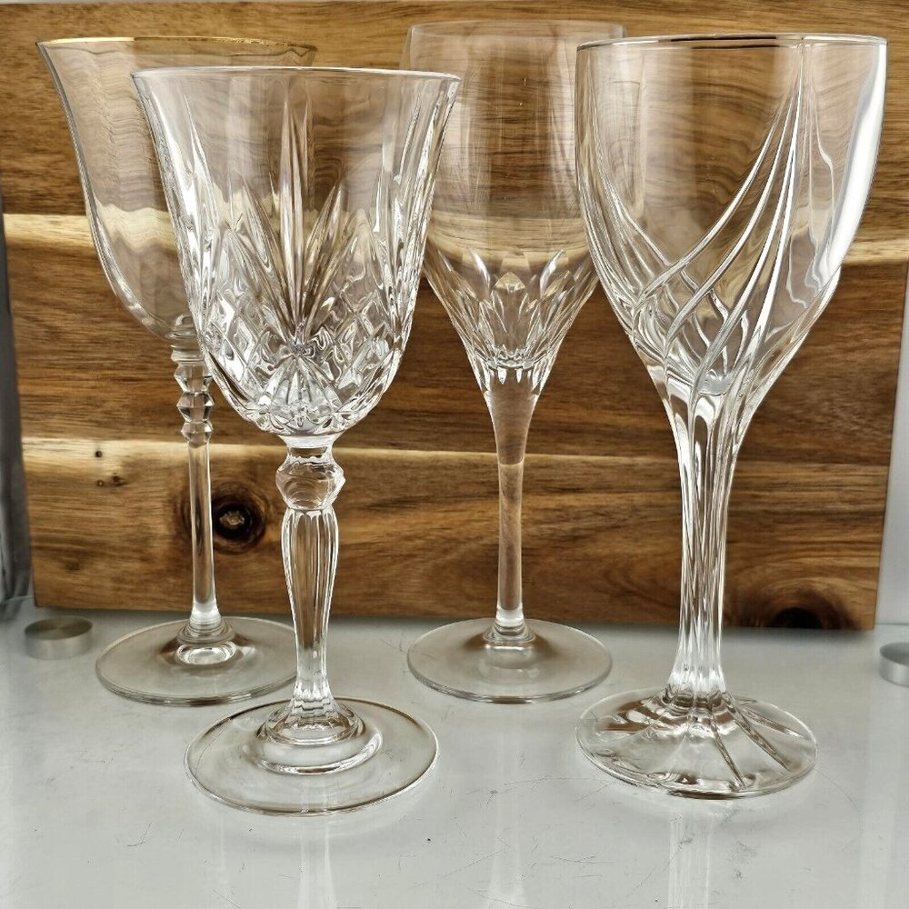 Elegant Dinner Party Wine Glass Collection set of 4 mismatched read description